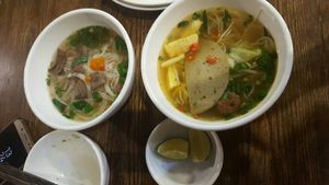 Pho bo and Bun rieu at An Lac Chay - Hoan Kiem in Hanoi