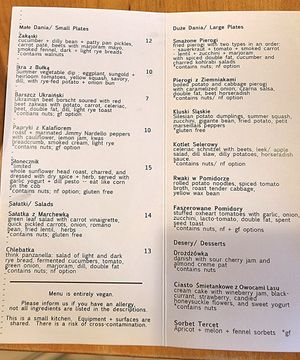 Menu  at Apteka in Pittsburgh