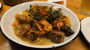 Bread salad at Apteka in Pittsburgh