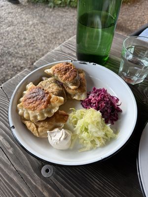 fried pierogi  at Apteka in Pittsburgh