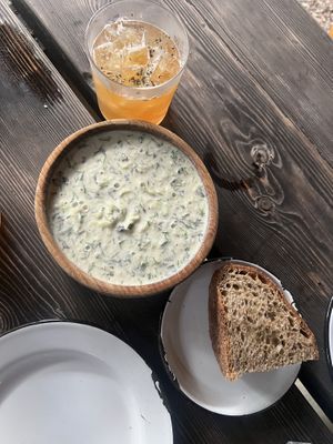 Kapusniak z mlodej Kaputsy - like cabbage soup .   at Apteka in Pittsburgh