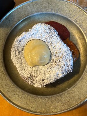 Zytnie Ciasto z Powidlami (rye and flour cake with oat cream and plum & apricot preserves) at Apteka in Pittsburgh