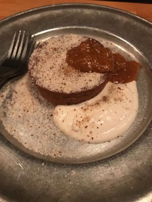 Poppyseed cake with cream and apricot jam at Apteka in Pittsburgh