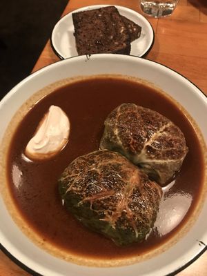 Stuffed cabbage filled with Cremona mushrooms  at Apteka in Pittsburgh