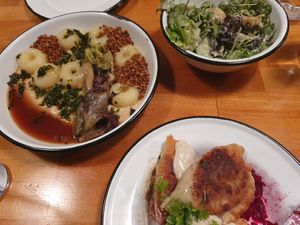 Pierogi, kluski slaskie and salatka 2 at Apteka in Pittsburgh