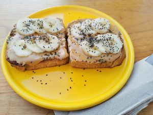 Peanut butter and banana at Desayuneria in Conil De La Frontera