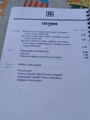 Carta at Desayuneria in Conil De La Frontera