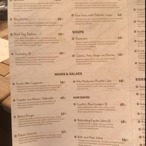 current menu, changes 3x per year with the seasons at Eqvita in 