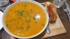 Vegan Pumpkin soup at The Foundry Hotel in Bendigo