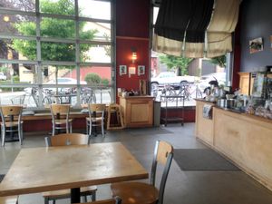 just a portion of the indoor seating available at Crema Coffee and Bakery in Portland