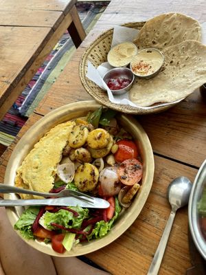 Basil v omlet   at OR2K in Pokhara