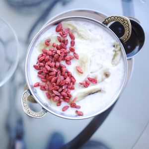 Coconut banana oatmeal  at OR2K in Pokhara