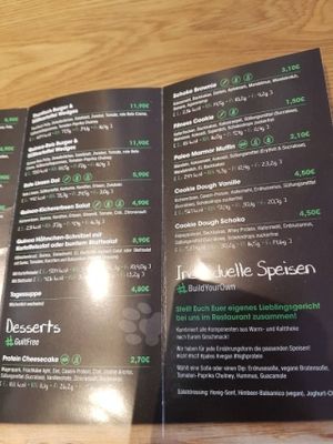 menu  at Green Lion in Nuremberg