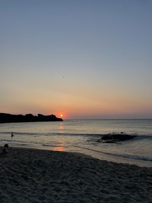 View from tables  at Porthmeor Beach Cafe in St Ives