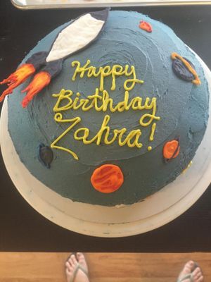 Space-themed birthday cake at Pogona Baking Company in Orlando