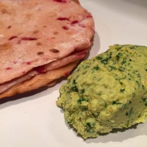 the BEST beetroot flatbread and kale hummus  at Gringos Vegan Kitchen in Newcastle Upon Tyne
