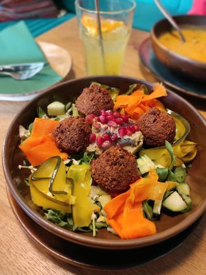 salad with falafels at Toli Toli in Druskininkai