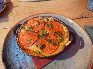 Potato, vegan minced meat, vegan cheese and etc. at Toli Toli in Druskininkai