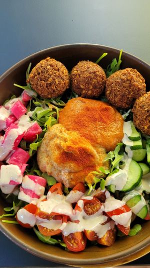 Falafel salads. at Toli Toli in Druskininkai