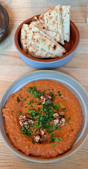 Vegan  options in a meat-loving
 country - Tasty Muhammara at Toli Toli in Druskininkai