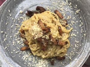 Carbonara vegan  at Rifugio Romano in Rome