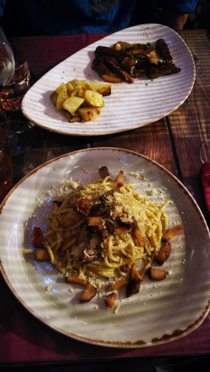 Carbonara vegana at Rifugio Romano in Rome