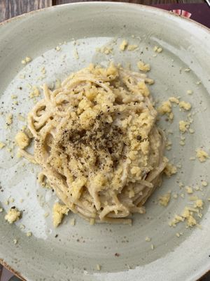 Vegan cacio e pepe…. Amazingly delicious! at Rifugio Romano in Rome