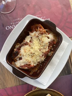 Vegan lasagna at Rifugio Romano in Rome