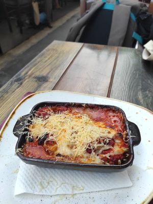 Vegan lasagne at Rifugio Romano in Rome