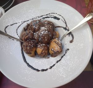 Pizza dumplings with vegan nutella at Rifugio Romano in Rome