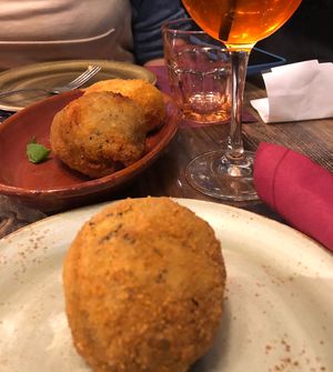 Vegan arancino at Rifugio Romano in Rome