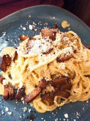 Carbonara vegan at Rifugio Romano in Rome