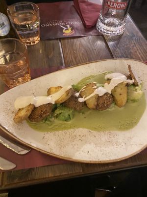 Polpette with broccoli  at Rifugio Romano in Rome