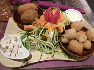 Mixed starters. The supplì and arancino were delicious #Veganuary at Rifugio Romano in Rome