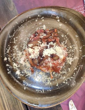 Vegan Amatriciana Pasta #Veganuary at Rifugio Romano in Rome