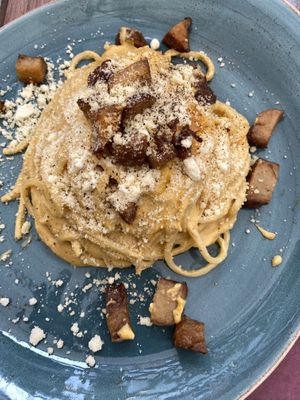 Carbonara vegan  at Rifugio Romano in Rome