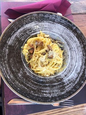 Carbonara vegan ❤️ (don't mind the quantity at first sight, it was really tasty and fulfilling) at Rifugio Romano in Rome