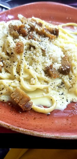 Vegan Carbonara. I cannot even begin to explain how delicious this was. at Rifugio Romano in Rome