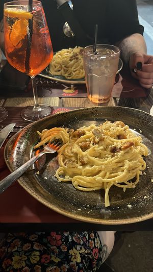 vegan carbonara   at Rifugio Romano in Rome