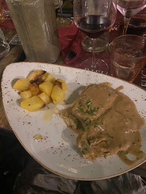 seitan based “saltimbocca alla romana"  at Rifugio Romano in Rome