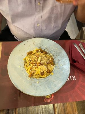 SPAGHETTI ALLA CARBONARA VEGAN at Rifugio Romano in Rome