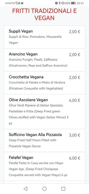 A few pages of the menu at Rifugio Romano in Rome