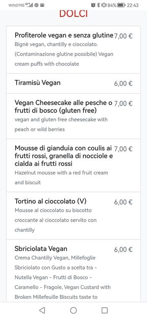 A few pages of the menu at Rifugio Romano in Rome