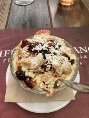 Very good textures in this dessert love the biscotti crumb and fruit compote   at Rifugio Romano in Rome