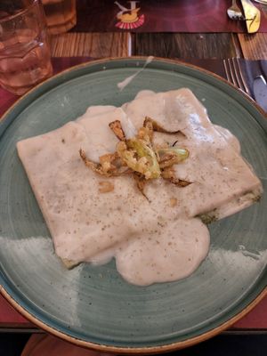 Spinach and tofu ravioli at Rifugio Romano in Rome
