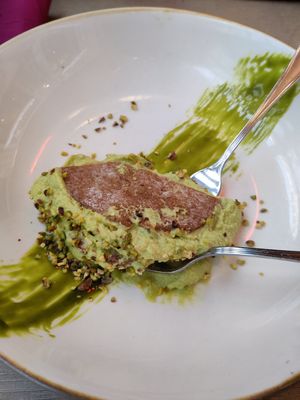 Sicilian "Half-moon" with pistachio and almond ricotta at Rifugio Romano in Rome