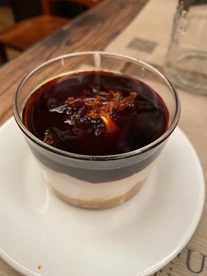 Vegan cheesecake with salted caramel   at Rifugio Romano in Rome