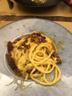 Vegan Carbonara  at Rifugio Romano in Rome
