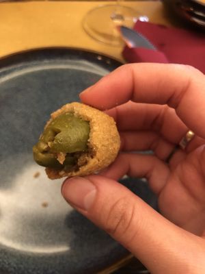 Stuffed olives  at Rifugio Romano in Rome