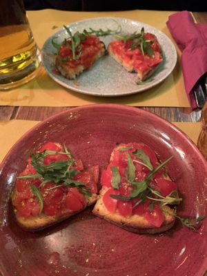 Tomato bruschetta  at Rifugio Romano in Rome